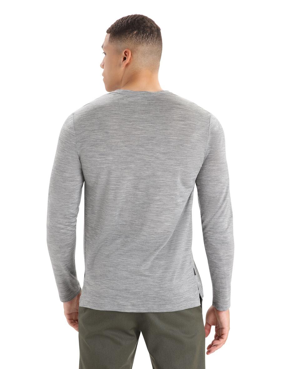 Metro Heather Men's Icebreaker Merino Sphere II T-Shirt Long Sleeve | USA 1230ILHS